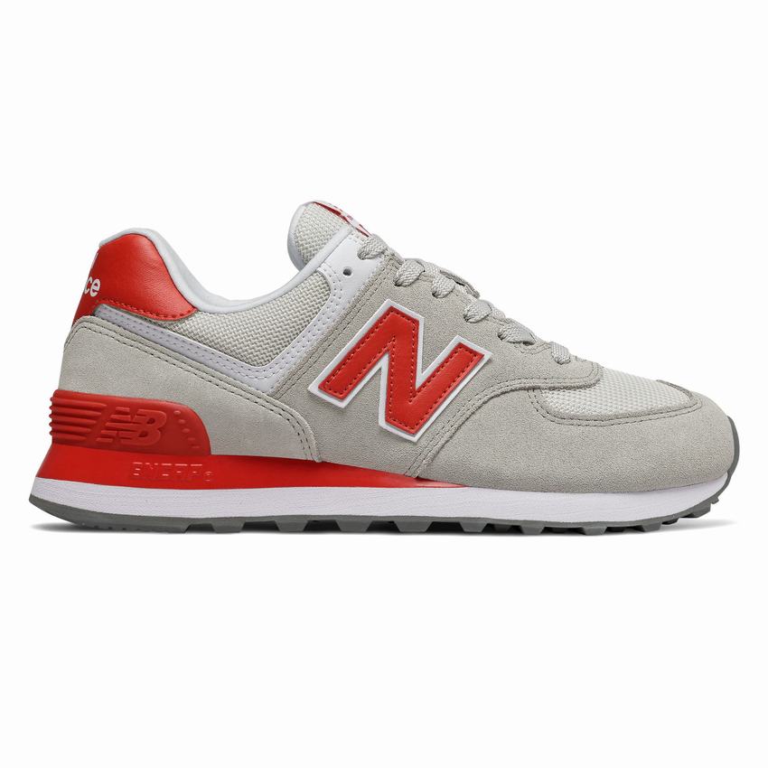 grey and red new balance 574