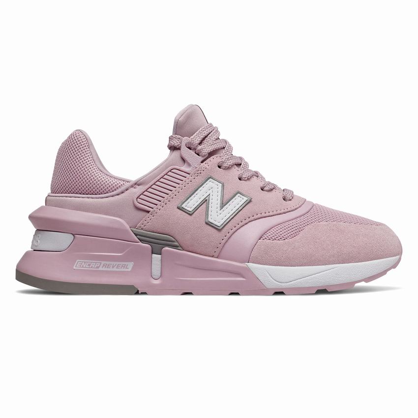 new balance 997 pink and white trainers